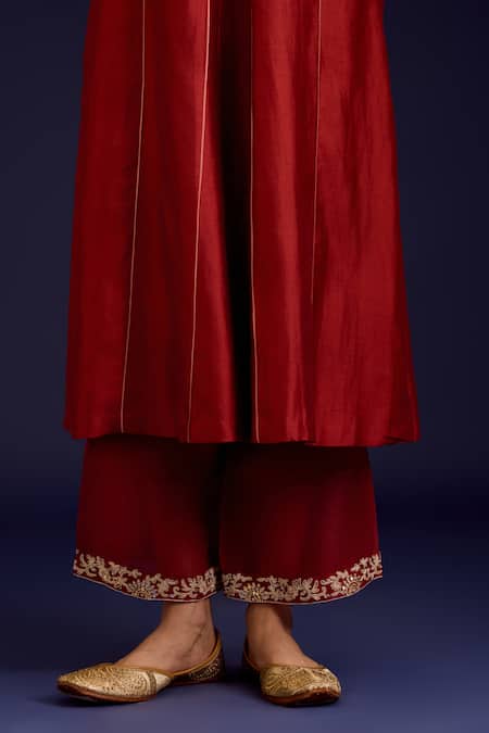 Buy_Devnaagri_Orange , Shantoon, Organza Sequins, Mirrors, And Dori Work Kurta Set 