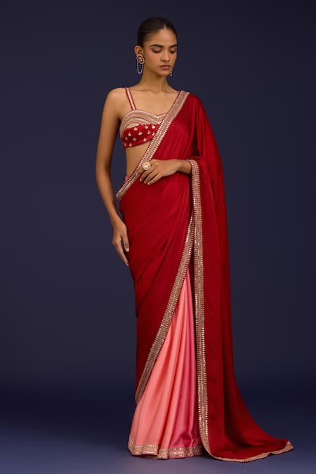 Devnaagri Zari Hand Embroidered Saree With Blouse 