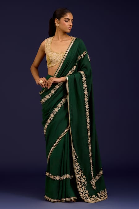 Devnaagri Embroidered Chinniya Silk Saree With Gajji Blouse 