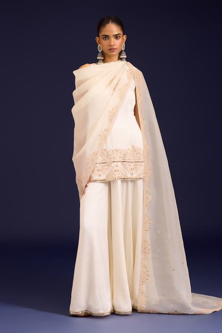 Devnaagri Embroidered Kurta Sharara Set 