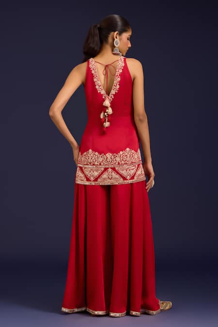 Devnaagri Embroidered Kurta Sharara Set 