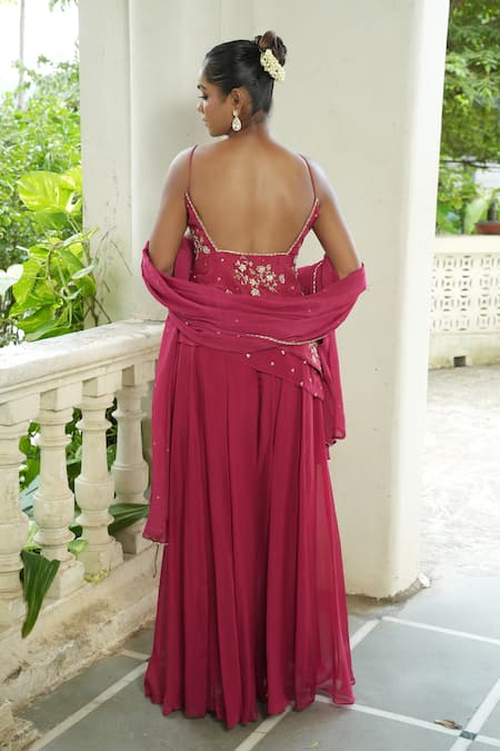 Enamour By Radha Floral Embroidered Top Sharara Set 