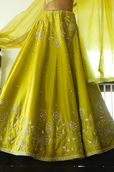 Shop Enamour By Radha Lime , , Embroidery, Beads, Strapless Blouse Lehenga Set Online at Aza Fashions Shop_Enamour By Radha_Lime , , Embroidery, Beads, Strapless Blouse Lehenga Set _Online_at_Aza_Fashions