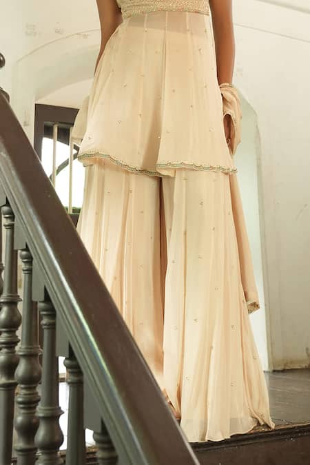 Enamour By Radha Ivory Silk, Chinon, Chiffon Embroidery, Sequins, Resham Short Kalidar Kurta Set Online at Aza Fashions Enamour By Radha_Ivory Silk, Chinon, Chiffon Embroidery, Sequins, Resham Short Kalidar Kurta Set _Online_at_Aza_Fashions