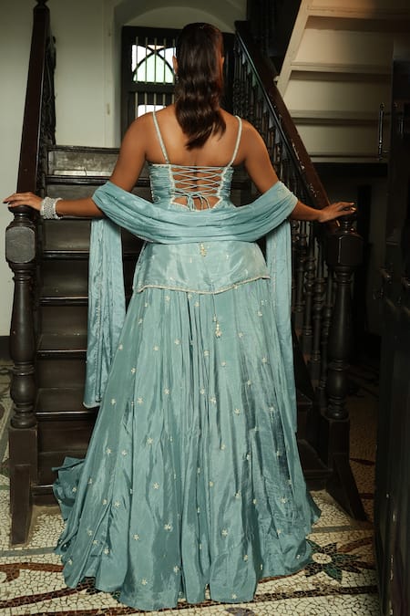 Enamour By Radha Floral Embroidered Kurta Lehenga Set 