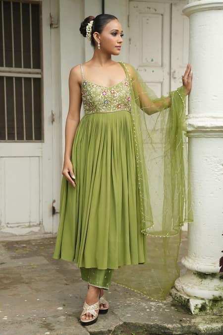 Enamour By Radha Resham Embroidered Anarkali Pant Set 