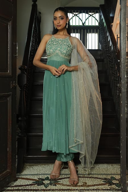 Enamour By Radha Embroidered Strappy Anarkali Set 