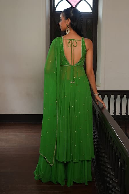 Enamour By Radha Embroidered In-Cut Anarkali Sharara Set 