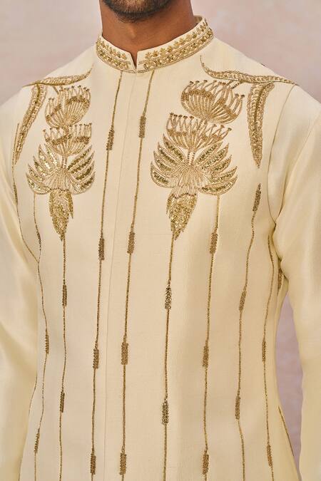 Buy_Masaba_Ivory Dupion, Silk Zari, Beads, Pehli Kiran Embellished Bundi Kurta Set 