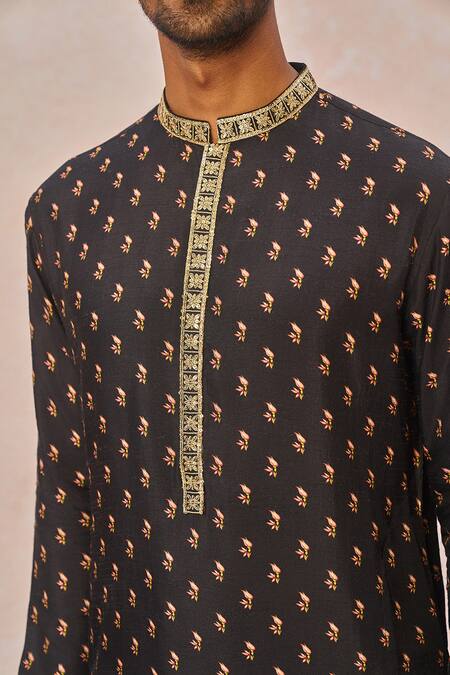 Buy_Masaba_Black Silk Zari, Beads, Embroidery Pyaar Ke Charche Printed Bundi Kurta Set 