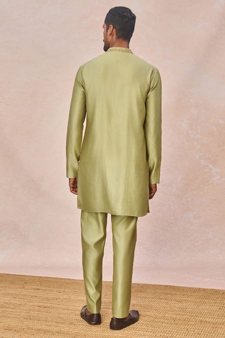 Masaba_Mint Silk Embroidery, Sequins Jaise Koi Sapna Embellished Sherwani Set _Online_at_Aza_Fashions
