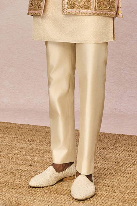 Masaba_Pink Silk, Jacquard Embroidery, Metallic Thread Gulposh Raja Jacket Kurta Set _Online_at_Aza_Fashions