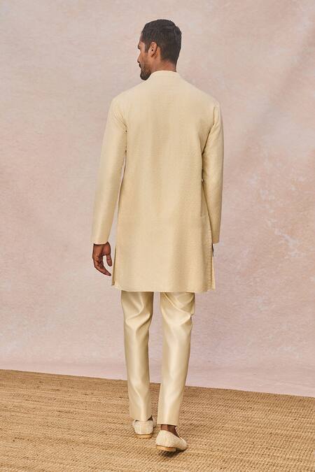 Buy_Masaba_Pink Silk, Jacquard Embroidery, Metallic Thread Gulposh Raja Jacket Kurta Set _Online_at_Aza_Fashions