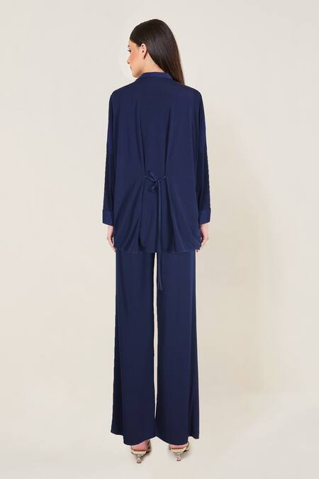 Namrata Joshipura Rosette Zipper Backtie Top & Pant Set 