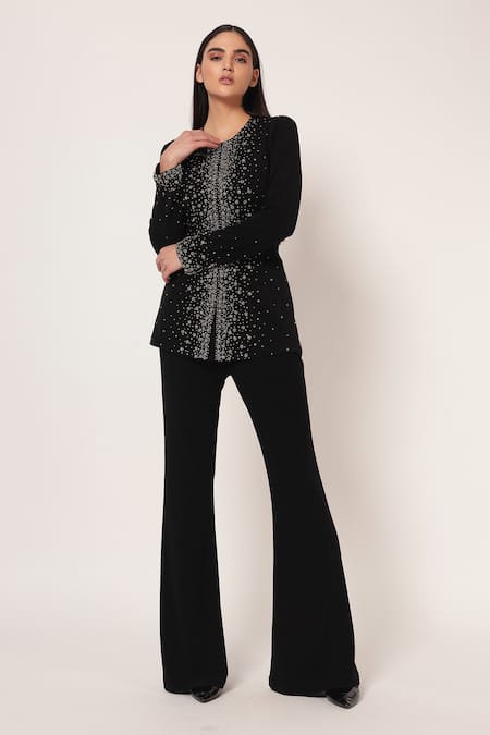 Namrata Joshipura Silver Dust Front Open Top With Pant 