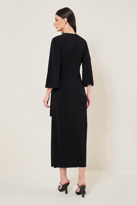 Namrata Joshipura Midnight Bloom Waist Tie Draped Dress 