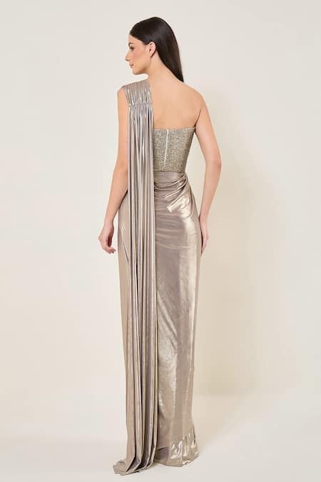 Namrata Joshipura Amara Corset Blouse With Pre-Draped Saree 