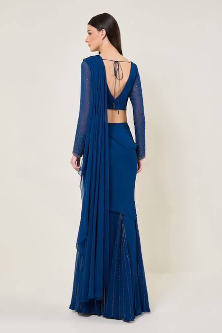 Namrata Joshipura Trackline Pre-Draped Saree With Embroidered Blouse 