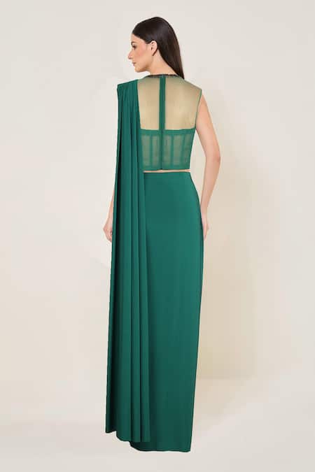 Namrata Joshipura Juliette Corset Blouse With Pre-Draped Saree 