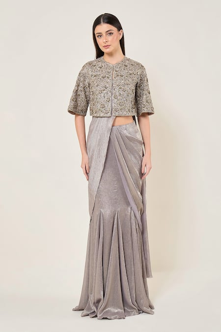 Namrata Joshipura Amara Blouse With Mermaid Pre-Draped Saree 