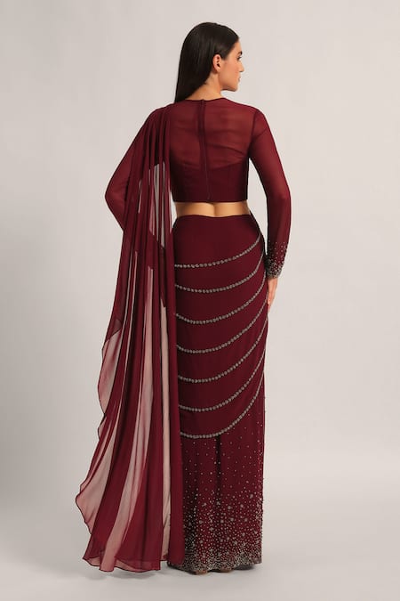 Namrata Joshipura Silver Dust Embelished Pre-Draped Saree With Blouse 