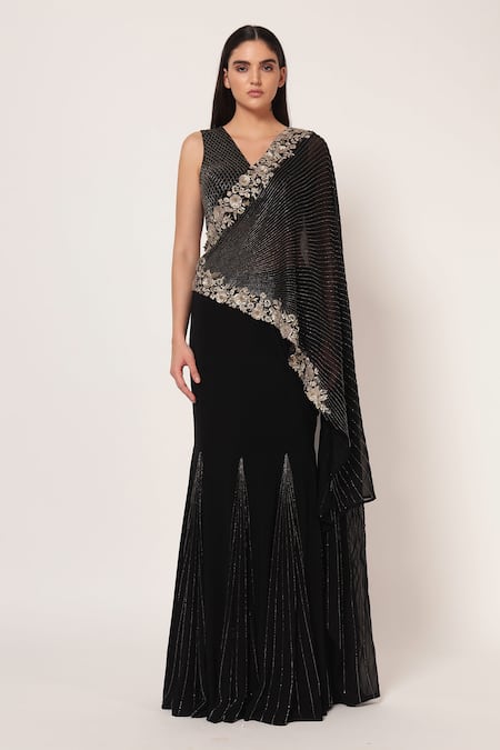 Namrata Joshipura Timeless Bloom Godet Pre-Draped Saree With Blouse 