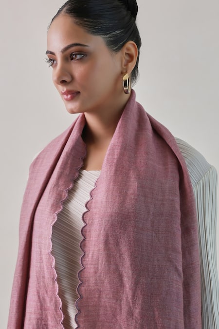 SHAZA Pink Elena Pashmina Floral Embroidered Stole Online at Aza Fashions SHAZA_Pink Elena Pashmina Floral Embroidered Stole _Online_at_Aza_Fashions