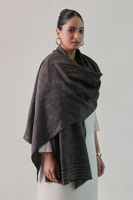 SHAZA Nadira Pashmina Reversible Ekkat Pattern Stole 