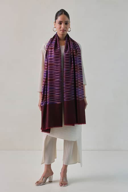 SHAZA Nadira Reversible Handloom Ekkkat Pattern Stole