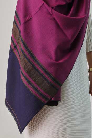 SHAZA_Pink Palla Stripe Reversible Stole_Online_at_Aza_Fashions