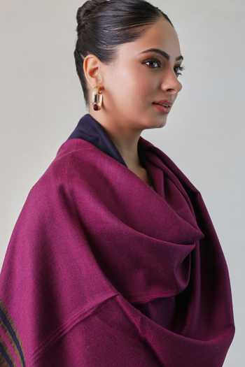 Buy_SHAZA_Pink Palla Stripe Reversible Stole_Online_at_Aza_Fashions