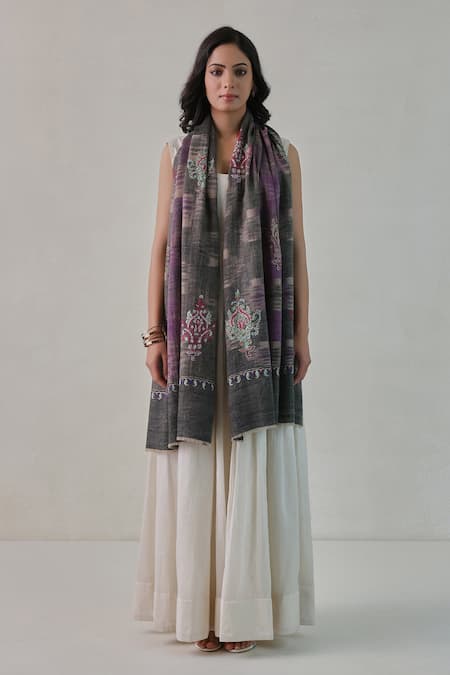 SHAZA Palla Needlework Pashmina Embroidered Stole 