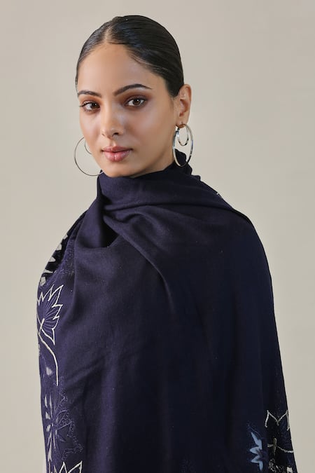 SHAZA Moira Vineyard Zaywar Cutwork Floral Stole 