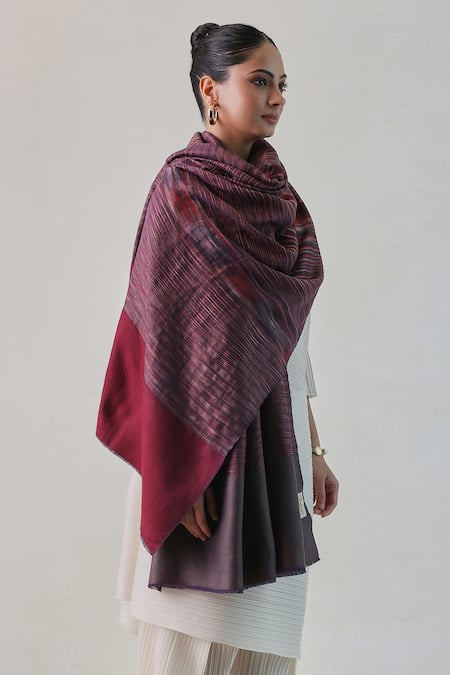 SHAZA Arzoo Zari Stripe & Ekkat Pashmina Shawl 