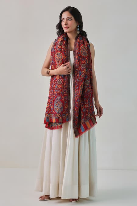 SHAZA Kani Ambi & Floral Motifs Shawl 