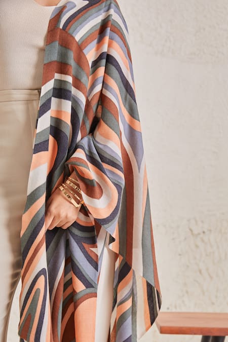 SHAZA_Multi Color Disruption Abstract Pattern Pashmina Stole _Online_at_Aza_Fashions