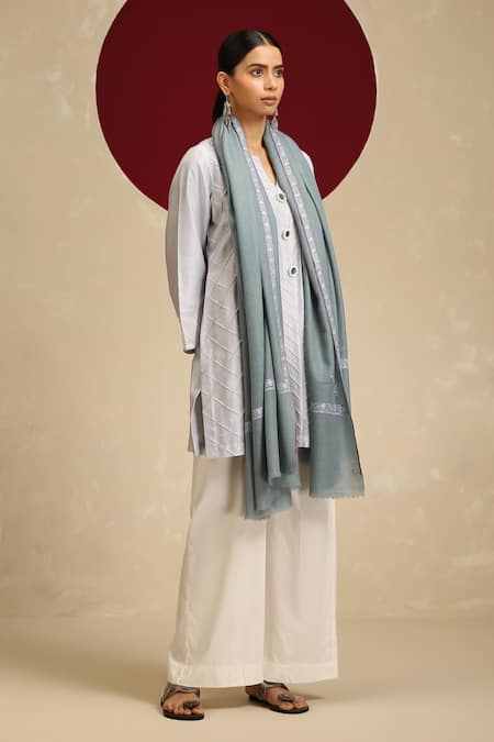 SHAZA Pashmina Hashiya Hand Embroidered Shawl 