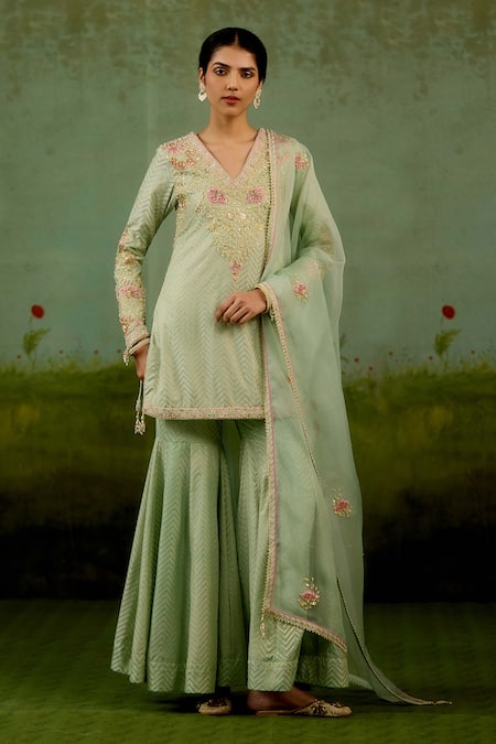 Shyam Narayan Prasad Zardozi Embroidered Kurta Sharara Set 