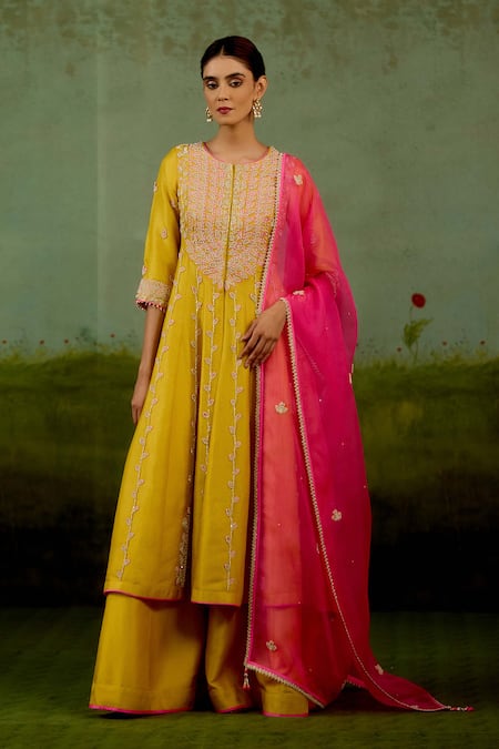 Shyam Narayan Prasad Zardozi Embroidered Anarkali Sharara Set 