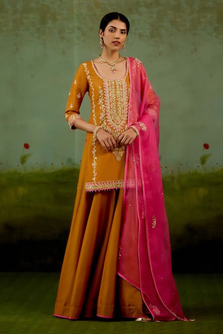 Shyam Narayan Prasad Zardozi Embroidered Kurta Sharara Set 