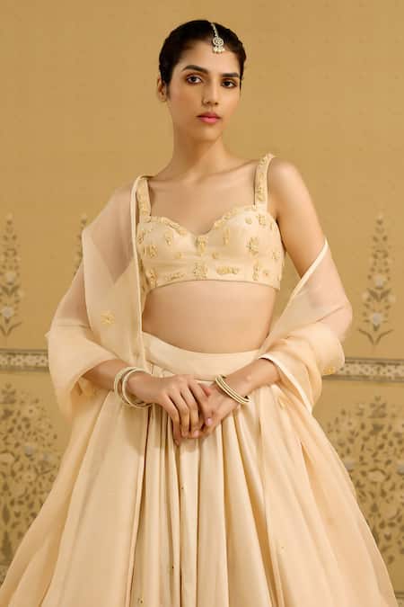 Buy Shyam Narayan Prasad Ivory Silk, Organza Embroidery, Zari Sweetheart Neck Zardozi Lehenga Set Buy_Shyam Narayan Prasad_Ivory Silk, Organza Embroidery, Zari Sweetheart Neck Zardozi Lehenga Set