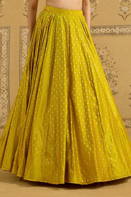 Buy_Shyam Narayan Prasad_Green Silk, Brocade, Organza Embroidery, Zari, Sequins Zardozi Lehenga Set _Online_at_Aza_Fashions
