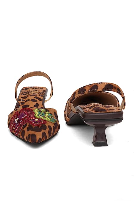 Shop_Sole House_Beige Sequins, Beads Wild Printed Kitten Heels _Online_at_Aza_Fashions