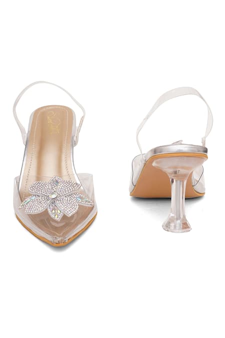Buy_Sole House_White Rhinestones, Fabric Flowers Crystal Embellished Bloom Heels 