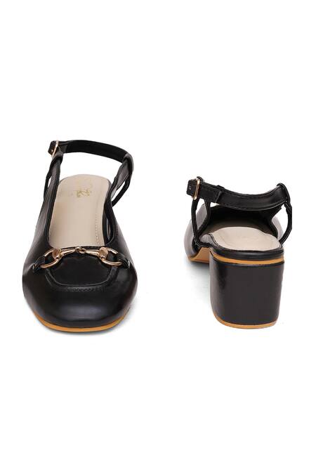 Shop_Sole House_Black Buckles Norma Leather Block Heels _Online_at_Aza_Fashions