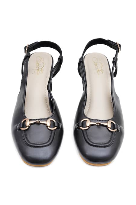 Sole House_Black Buckles Norma Leather Block Heels _at_Aza_Fashions