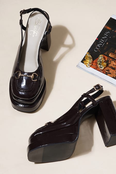 Sole House Noir Leather Block Heels 