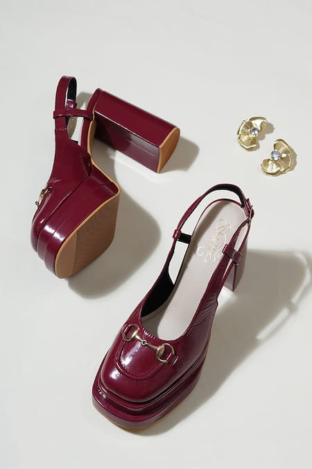 Sole House Noir Leather Burgundy Heels 
