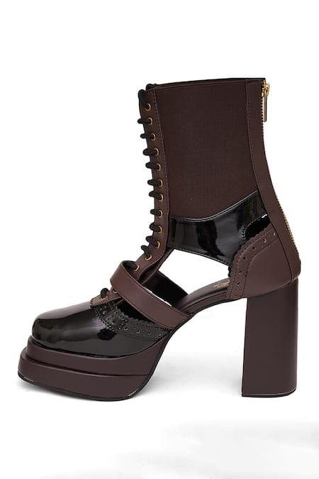 Buy_Sole House_Black Buckles Midnight Dual Tone Boots _Online_at_Aza_Fashions