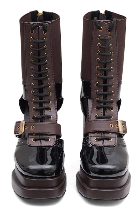 Buy_Sole House_Black Buckles Midnight Dual Tone Boots 